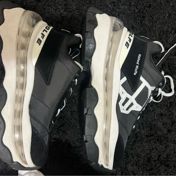 LIKE NEW BLACK NAKED WOLFE PLATFORM SNEAKERS - Picture 3 of 6